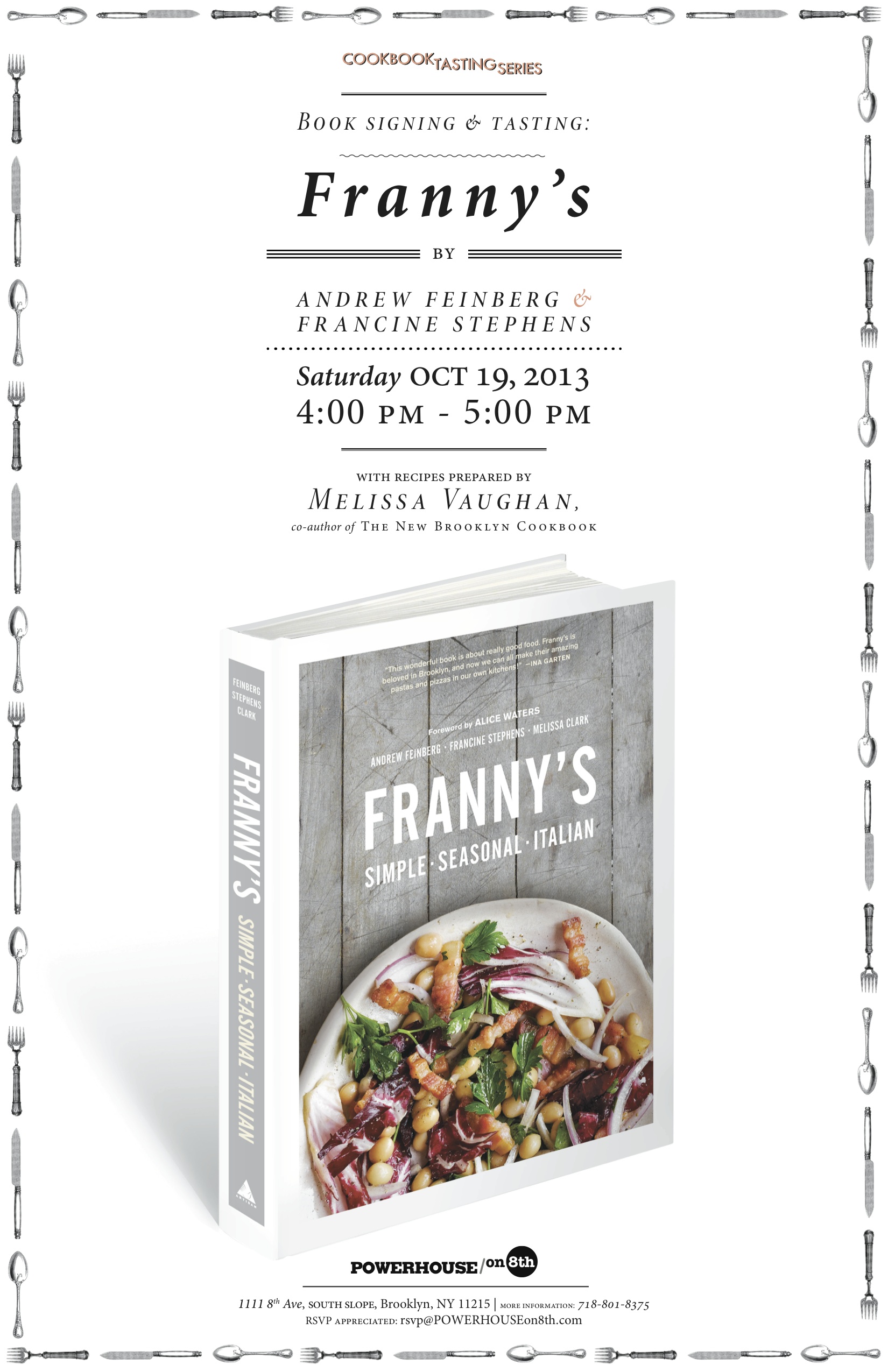 Cookbook Tasting Series with Melissa Vaughan: Franny's by Andrew Feinberg & Francine Stephens