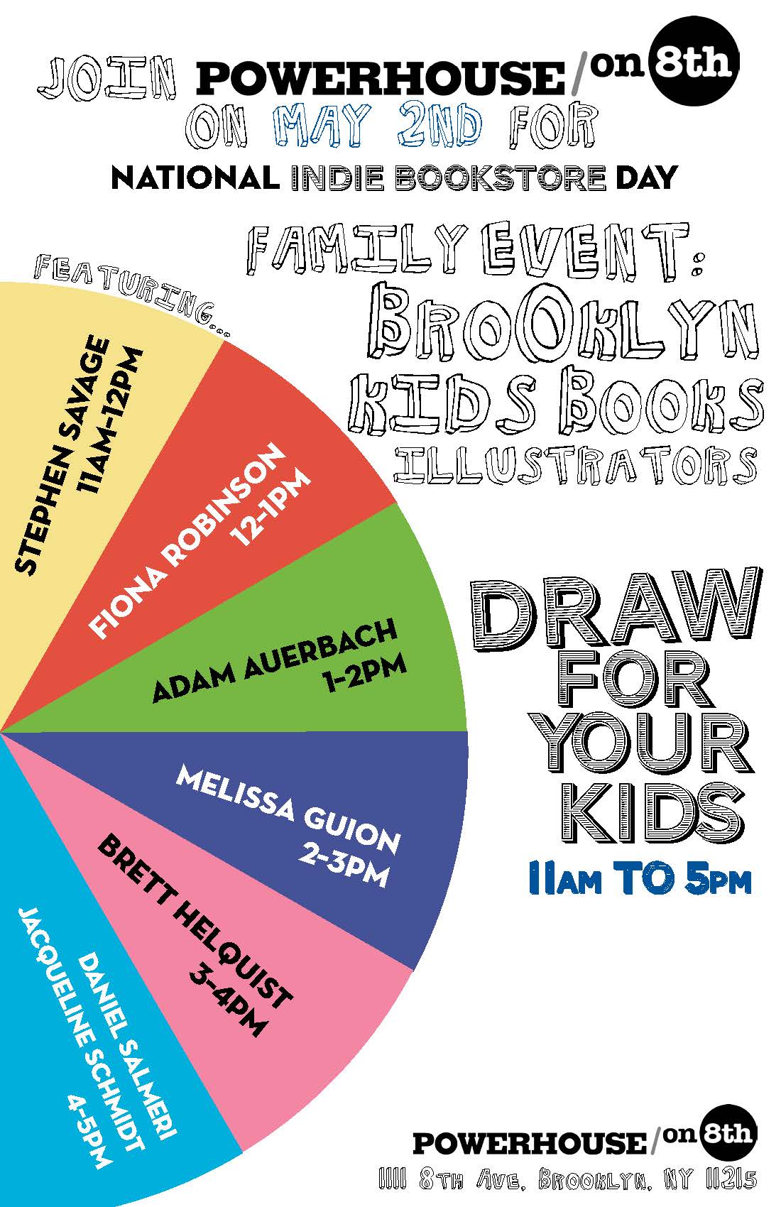  POWERHOUSE on 8th Family Event and May 2nd Indie Bookstore Day: Brooklyn Kids Book Illustrators Draw for your Kids