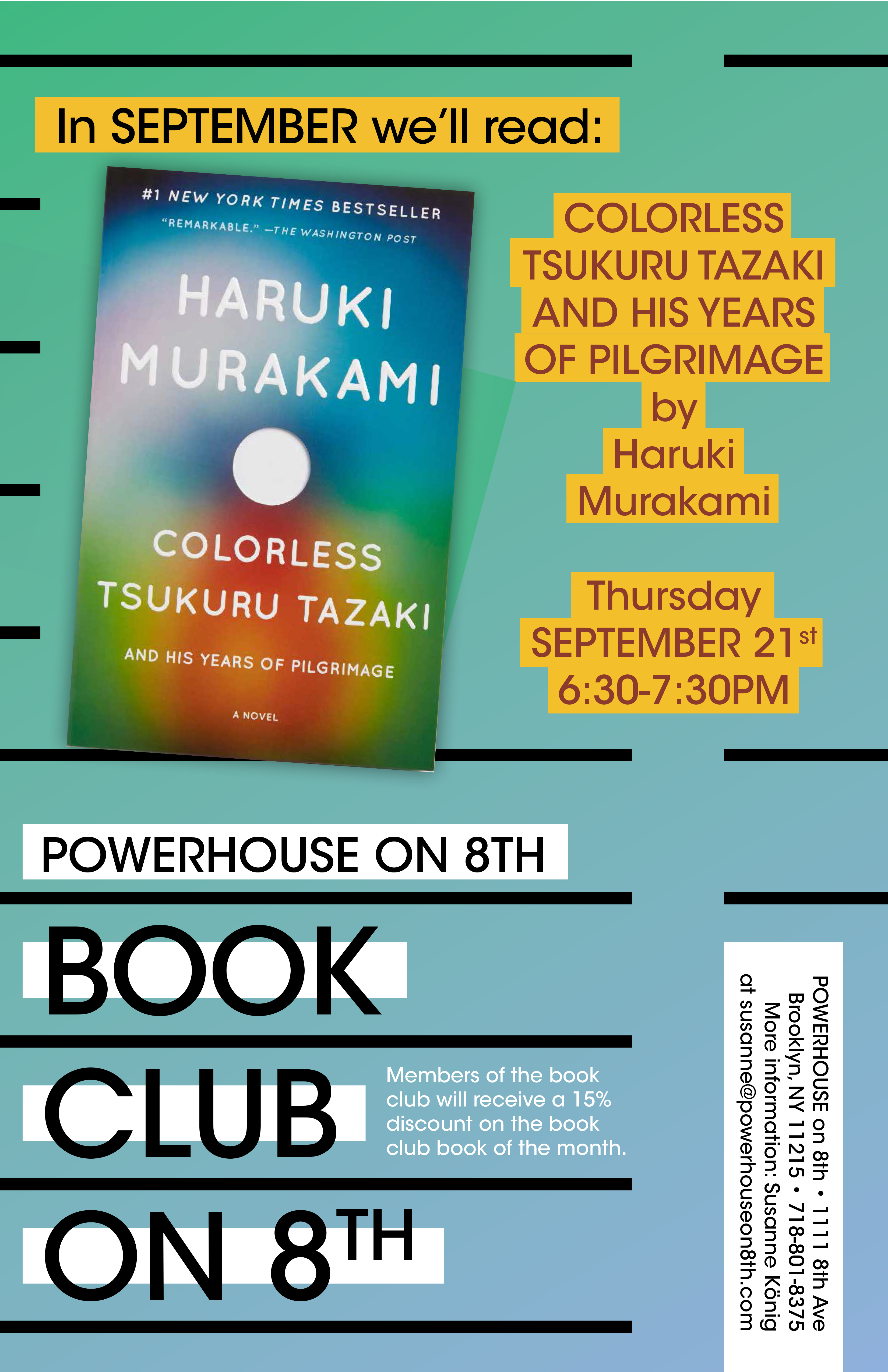 Book Club on 8th: Colorless Tsukuru Tazaki and His Years of Pilgrimage by Haruki Murakami